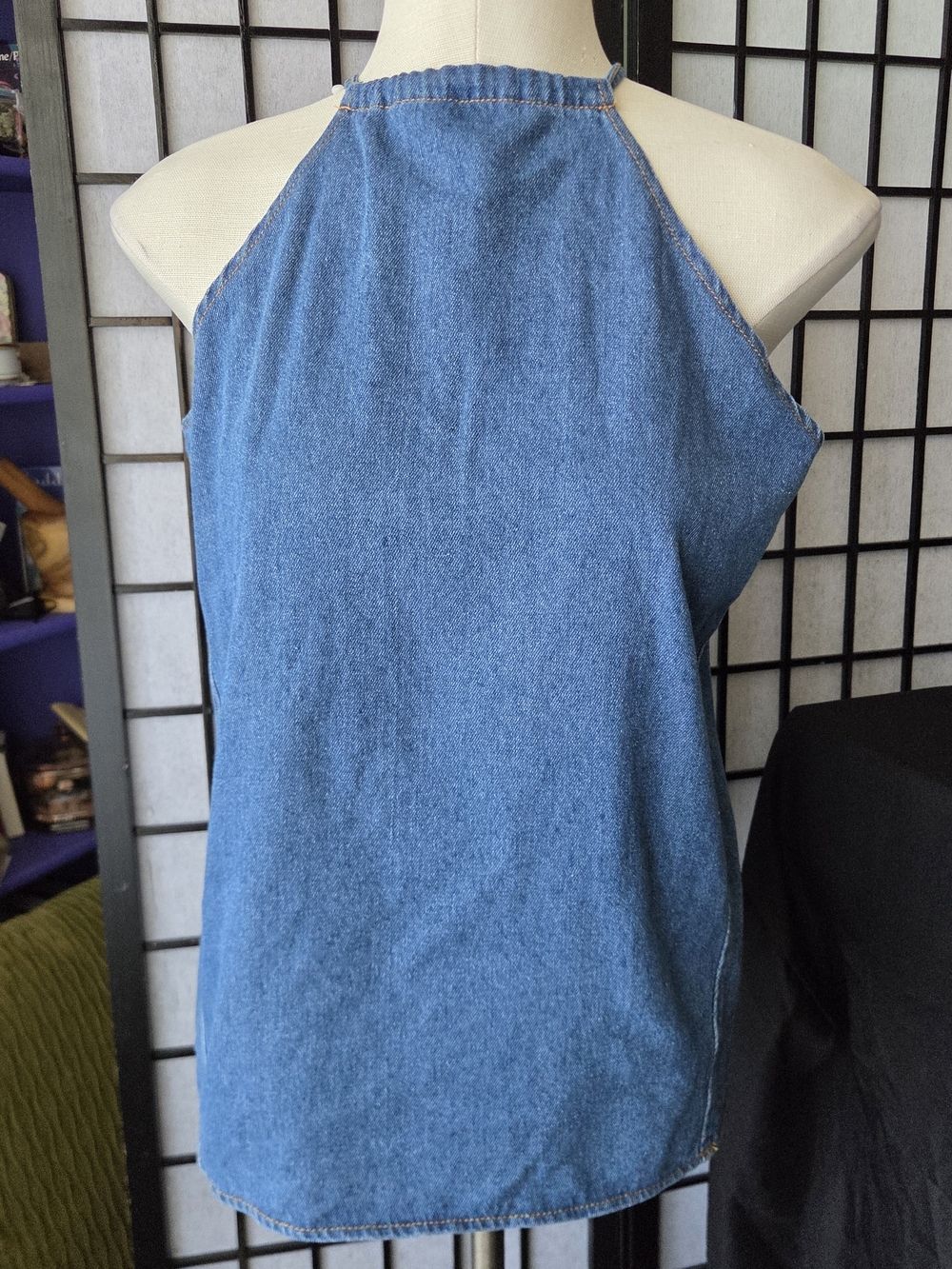 Denim Halter Tank Top - Blue